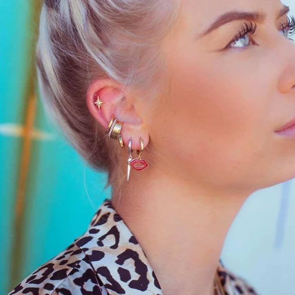 Gold Spike Hoop Earrings