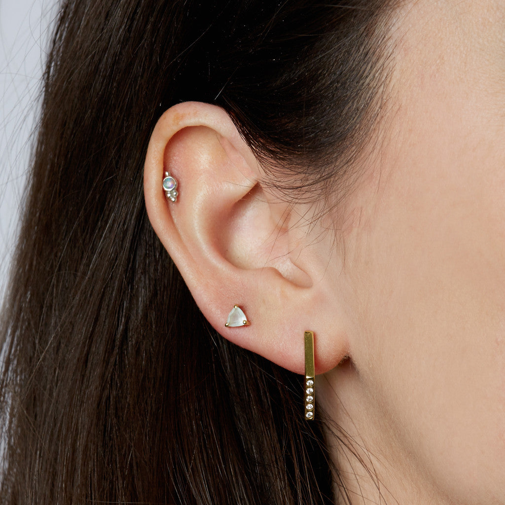 Ocean Droplet Studs in Gold and Aquamarine