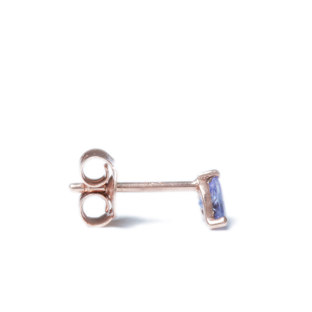 Ocean Droplet Studs in Rose Gold and Tanzanite