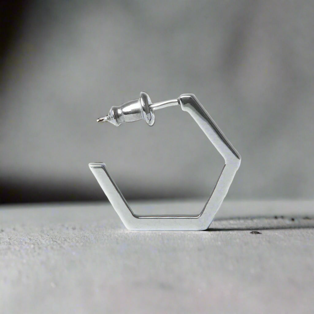 Crystallized Hexagon Hoops in Black Rhodium