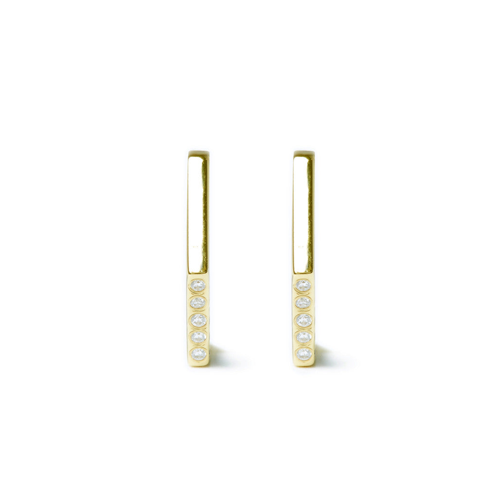 Crystallized Hexagon Hoops in Gold