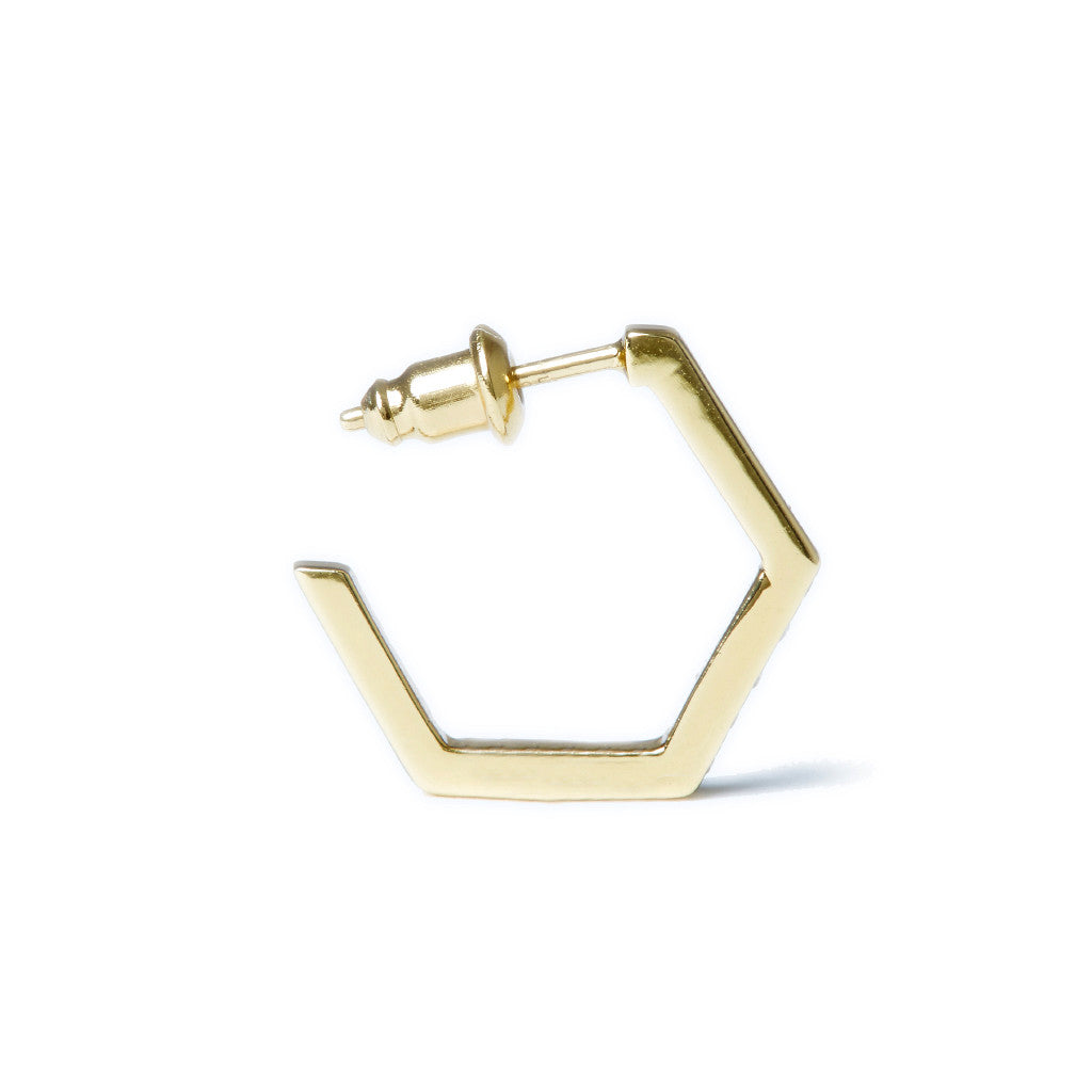 Crystallized Hexagon Hoops in Gold