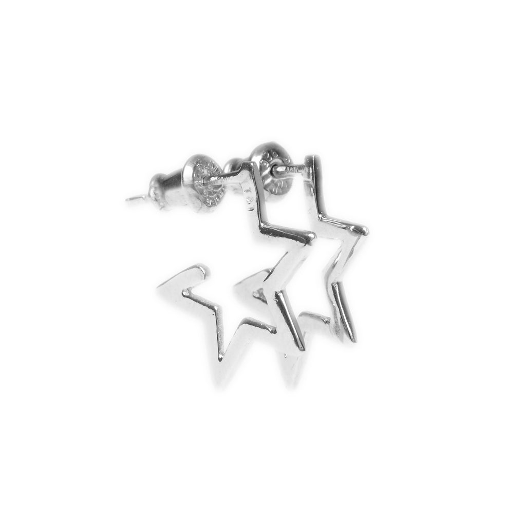 Silver Star Hoops Tada & Toy Designer Earrings Stone Hearts Club