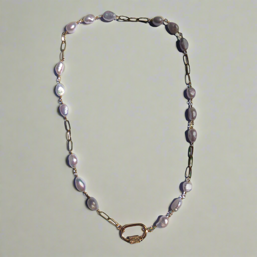 No Grit No Pearl Carabiner Necklace